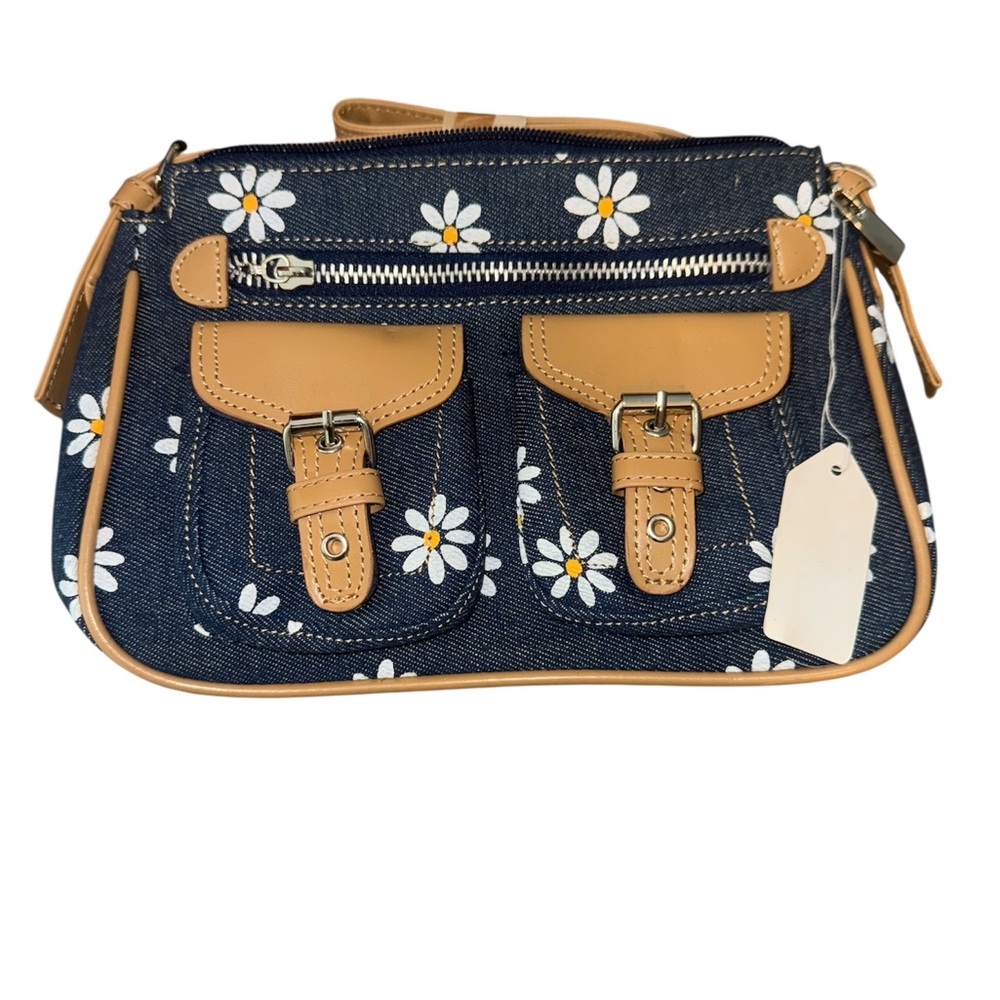 Floral Denim and Tan Women's Bag